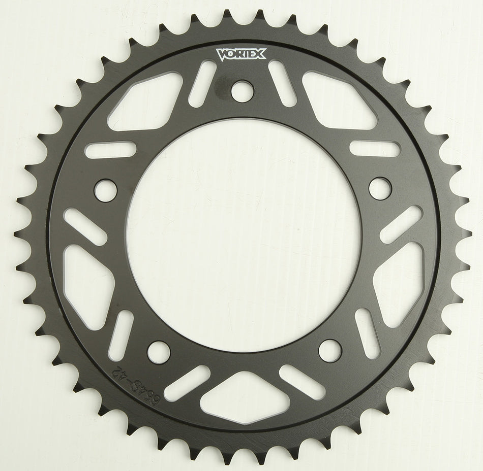 VORTEX Rear Sprocket Steel 42t-525 Blk Yam 654S-42