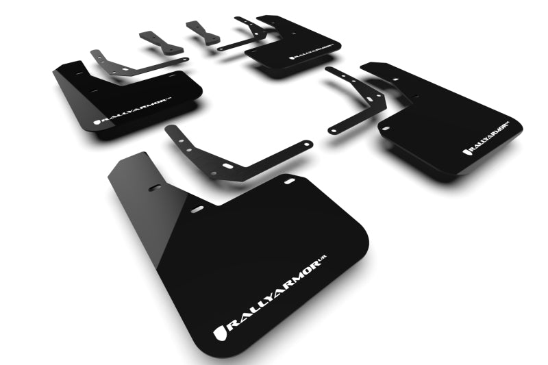 Rally Armor 2024 Hyundai Kona N Line Black UR Mud Flap - White Logo MF103-UR-BLK-WH