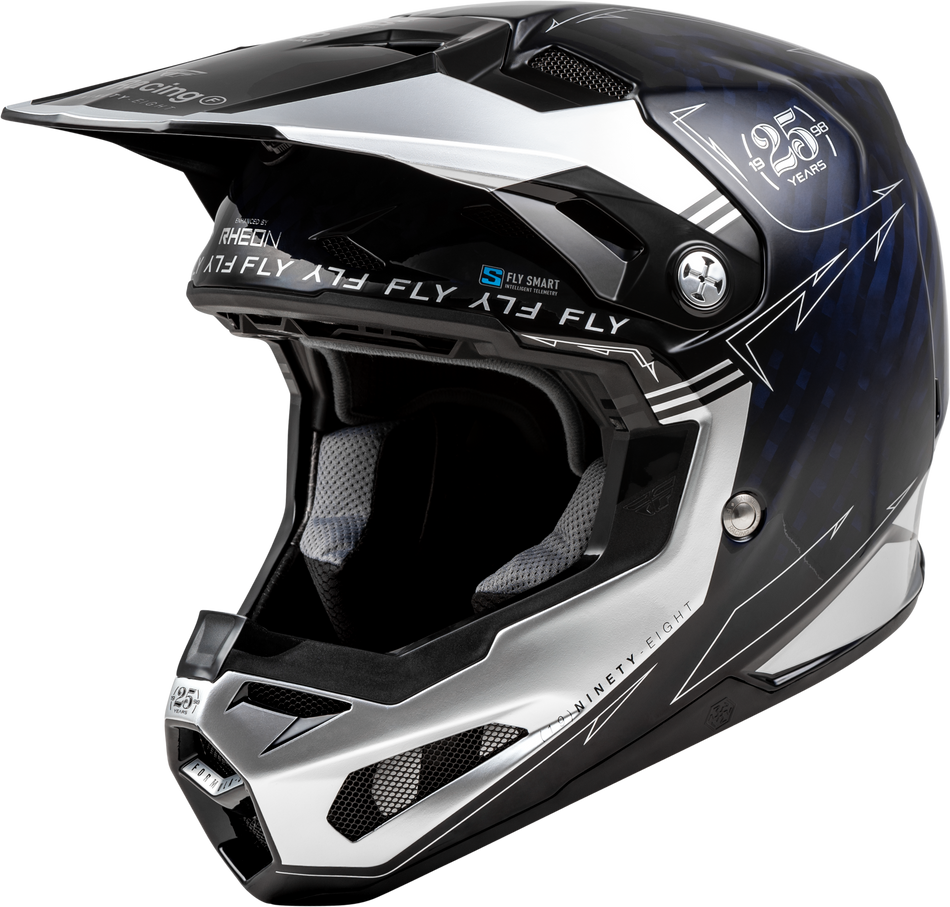 FLY RACING Youth Formula S Carbon Legacy Helmet Blue Carbon/Silver Yl 73-4448YL