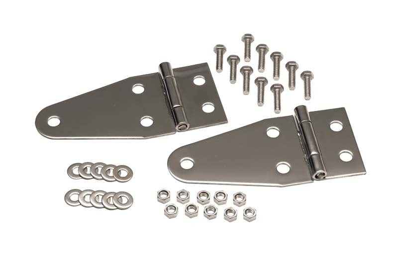 Kentrol 55-95 Jeep CJ/Wrangler YJ Hood Hinge Pair - Polished Silver 30402